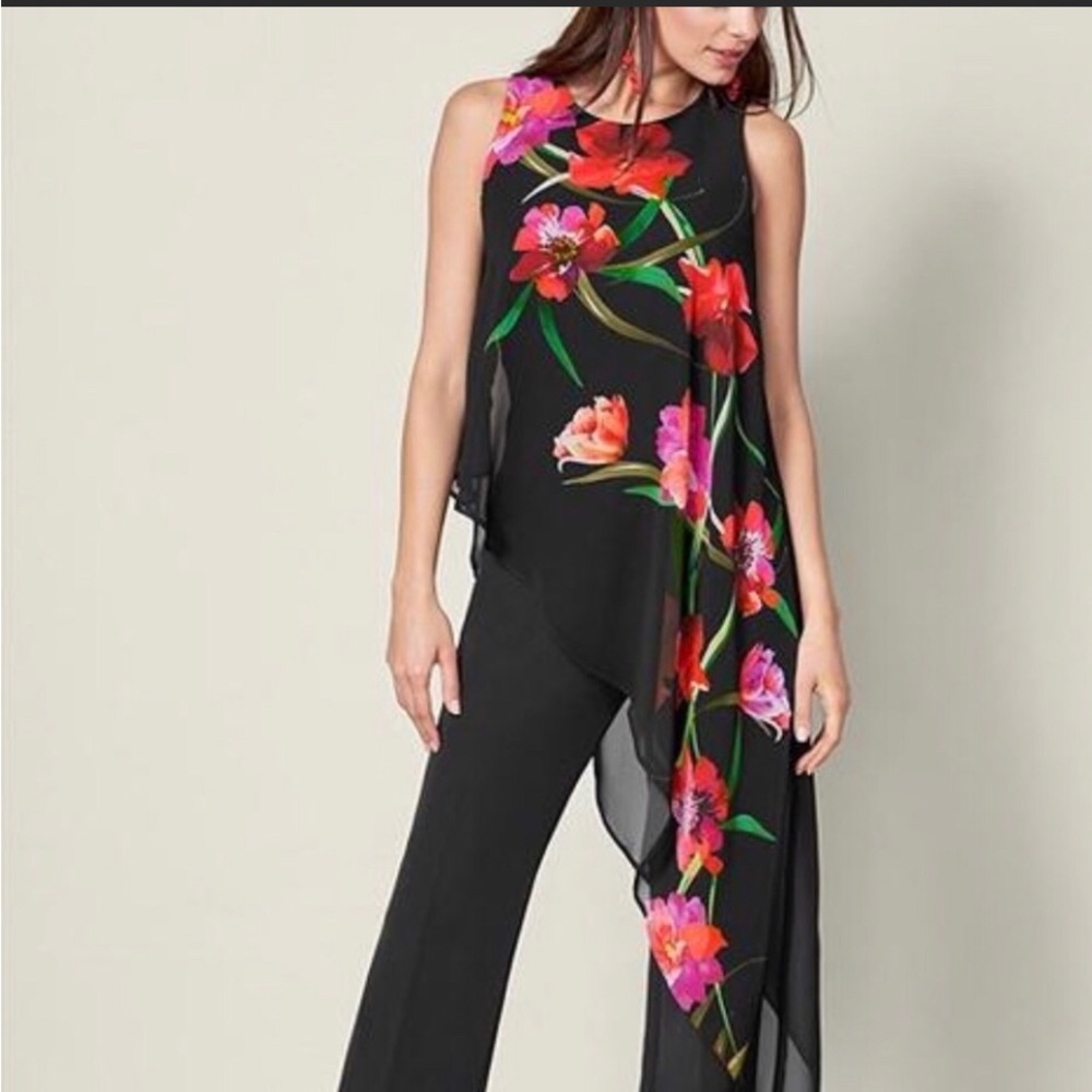 Venus Brilliant Poppy Chiffon Overlay Jumpsuit-16